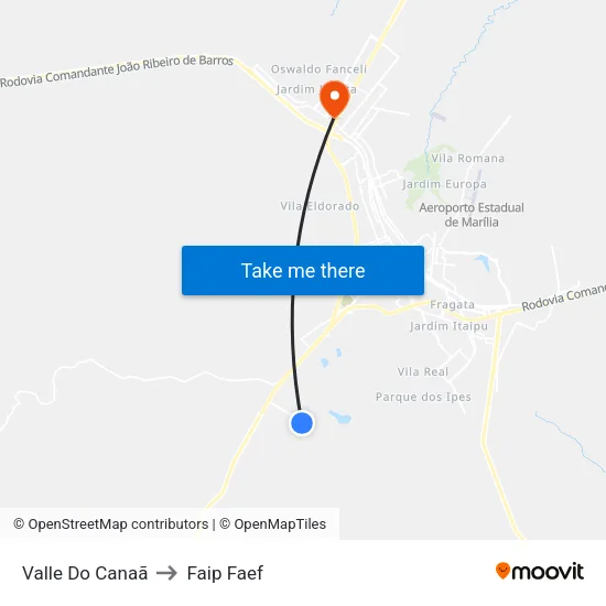 Valle Do Canaã to Faip Faef map