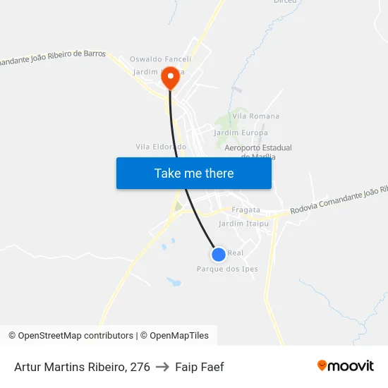 Artur Martins Ribeiro, 276 to Faip Faef map