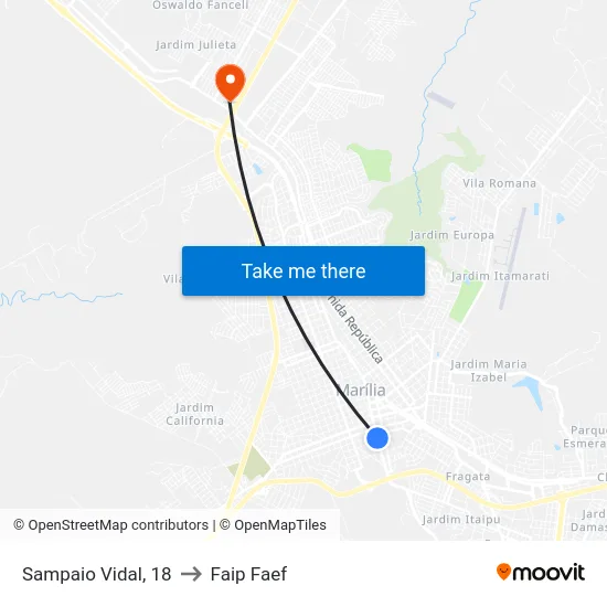 Sampaio Vidal, 18 to Faip Faef map