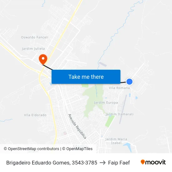 Brigadeiro Eduardo Gomes, 3543-3785 to Faip Faef map