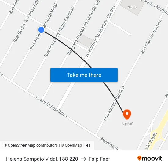 Helena Sampaio Vidal, 188-220 to Faip Faef map