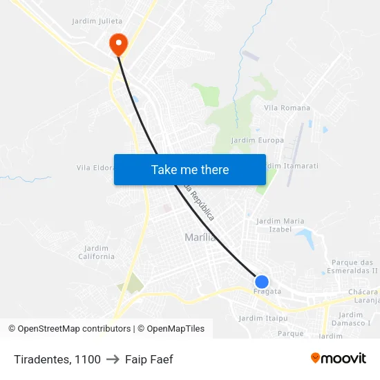 Tiradentes, 1100 to Faip Faef map