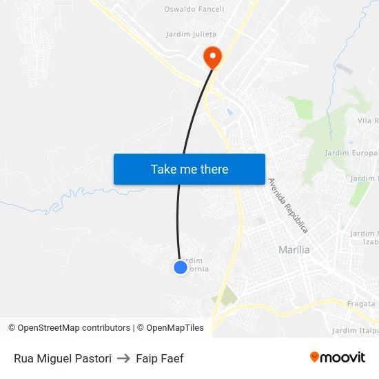 Rua Miguel Pastori to Faip Faef map