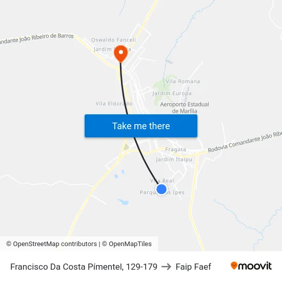 Francisco Da Costa Pímentel, 129-179 to Faip Faef map
