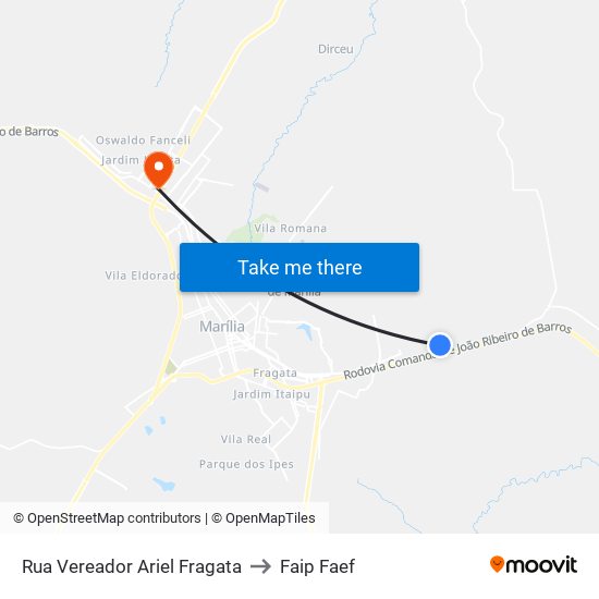 Rua Vereador Ariel Fragata to Faip Faef map