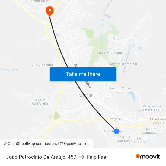 João Patrocínio De Araújo, 457 to Faip Faef map
