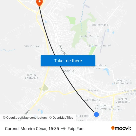 Coronel Moreira César, 15-35 to Faip Faef map