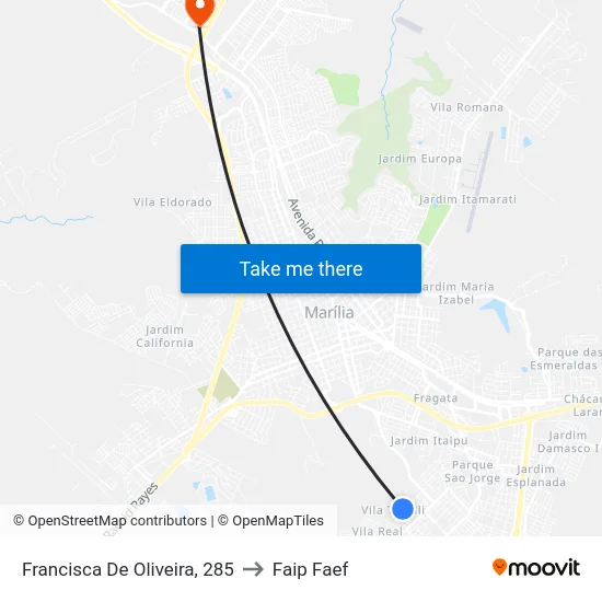 Francisca De Oliveira, 285 to Faip Faef map