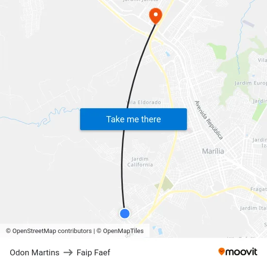Odon Martins to Faip Faef map