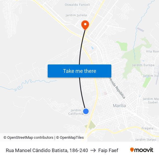 Rua Manoel Cândido Batista, 186-240 to Faip Faef map
