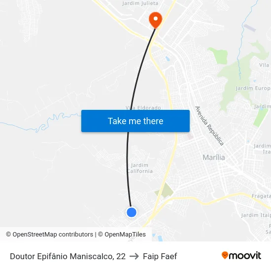 Doutor Epifânio Maniscalco, 22 to Faip Faef map