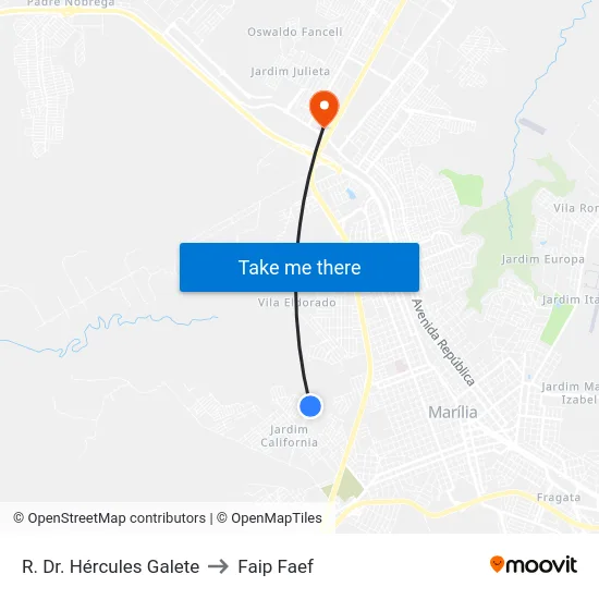 R. Dr. Hércules Galete to Faip Faef map