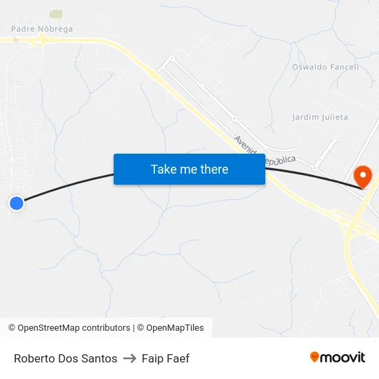 Roberto Dos Santos to Faip Faef map