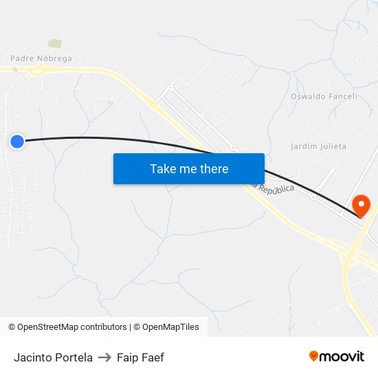 Jacinto Portela to Faip Faef map