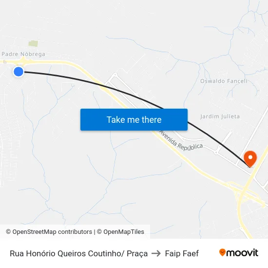 Rua Honório Queiros Coutinho/ Praça to Faip Faef map
