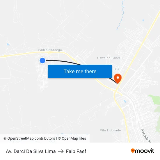 Av. Darci Da Silva Lima to Faip Faef map
