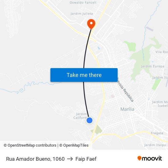 Rua Amador Bueno, 1060 to Faip Faef map