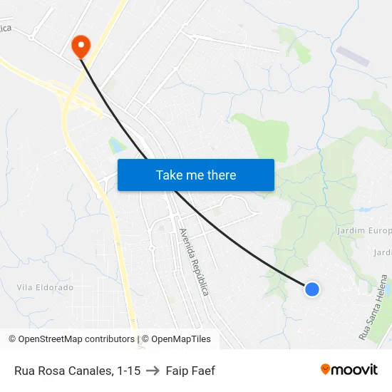 Rua Rosa Canales, 1-15 to Faip Faef map