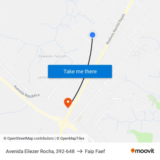 Avenida Eliezer Rocha, 392-648 to Faip Faef map