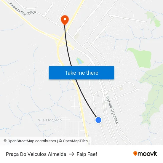 Praça Do Veiculos Almeida to Faip Faef map