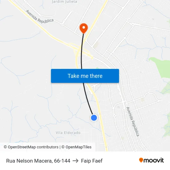 Rua Nelson Macera, 66-144 to Faip Faef map