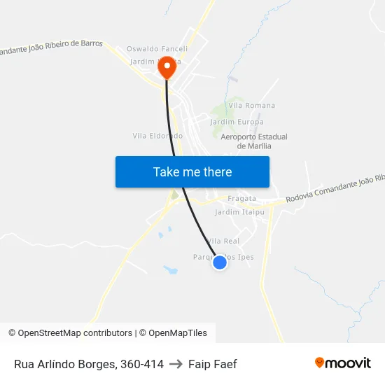 Rua Arlíndo Borges, 360-414 to Faip Faef map