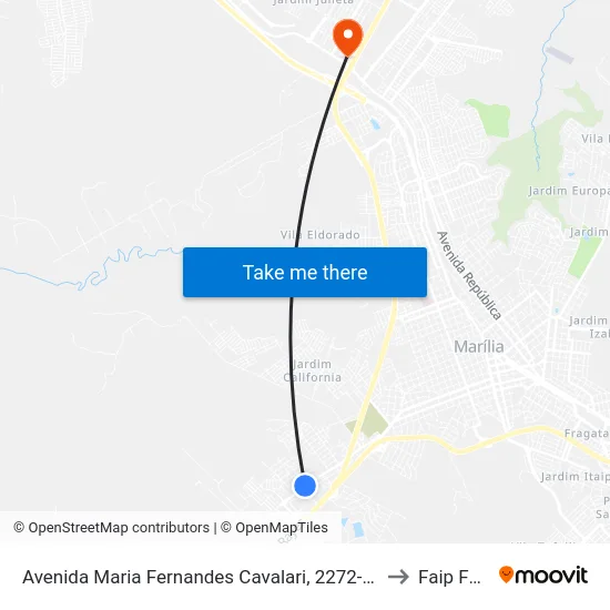 Avenida Maria Fernandes Cavalari, 2272-2352 to Faip Faef map