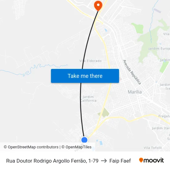 Rua Doutor Rodrigo Argollo Ferrão, 1-79 to Faip Faef map