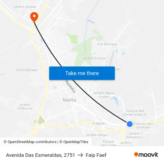Avenida Das Esmeraldas, 2751 to Faip Faef map