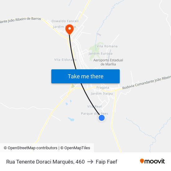 Rua Tenente Doraci Marquês, 460 to Faip Faef map