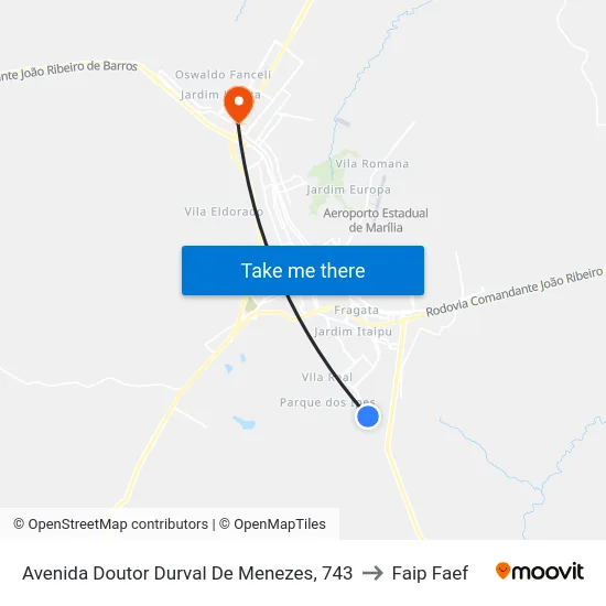 Avenida Doutor Durval De Menezes, 743 to Faip Faef map