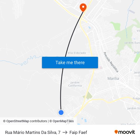 Rua Mário Martins Da Silva, 7 to Faip Faef map