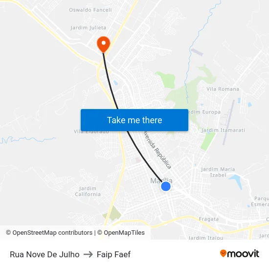 Rua Nove De Julho to Faip Faef map