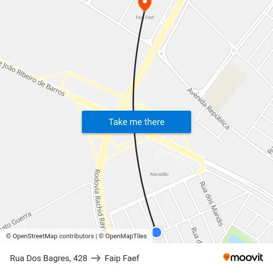 Rua Dos Bagres, 428 to Faip Faef map