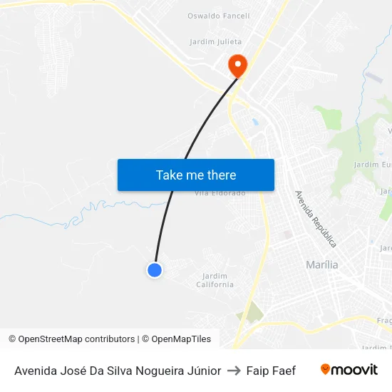 Avenida José Da Silva Nogueira Júnior to Faip Faef map