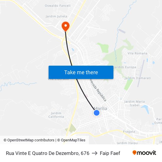 Rua Vinte E Quatro De Dezembro, 676 to Faip Faef map