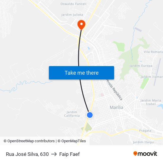 Rua José Silva, 630 to Faip Faef map