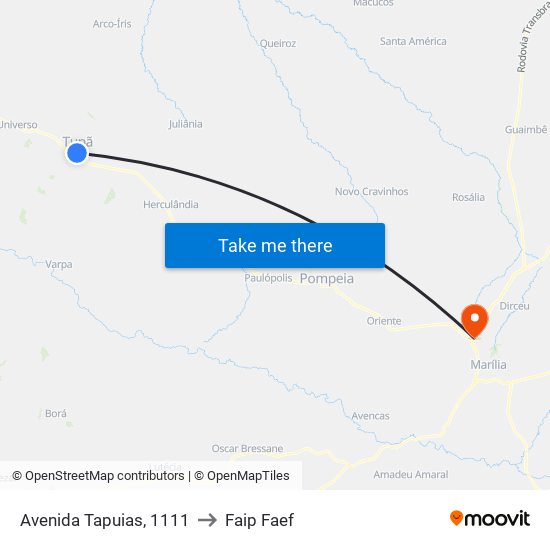 Avenida Tapuias, 1111 to Faip Faef map