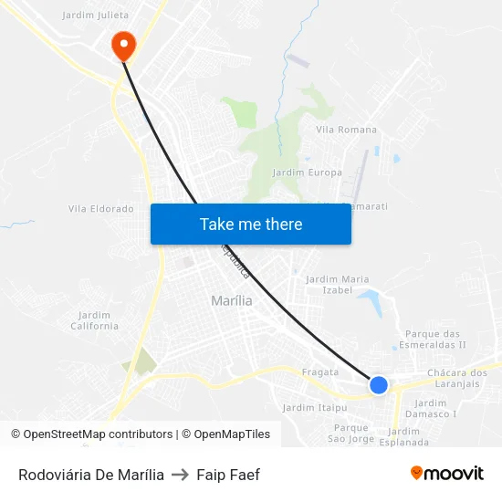 Rodoviária De Marília to Faip Faef map