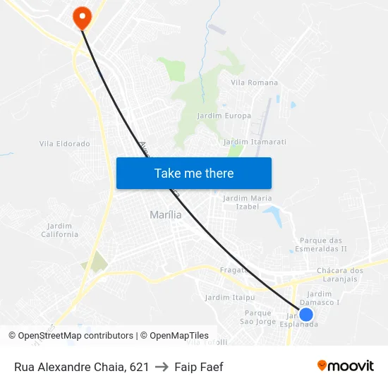 Rua Alexandre Chaia, 621 to Faip Faef map