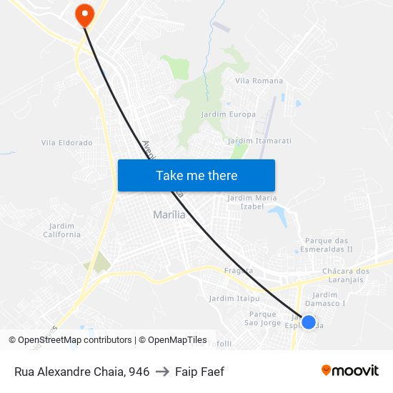 Rua Alexandre Chaia, 946 to Faip Faef map