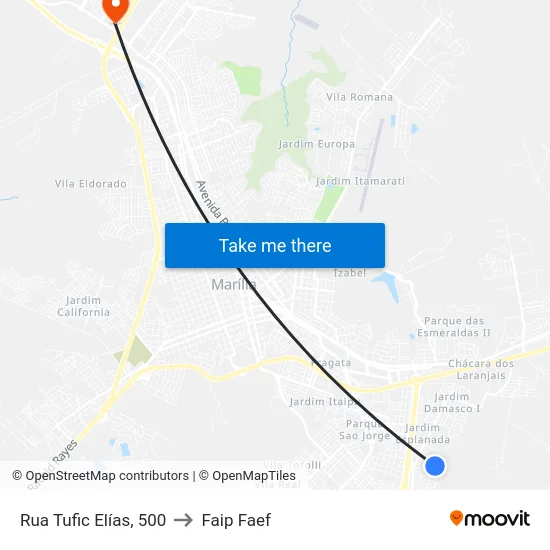 Rua Tufic Elías, 500 to Faip Faef map