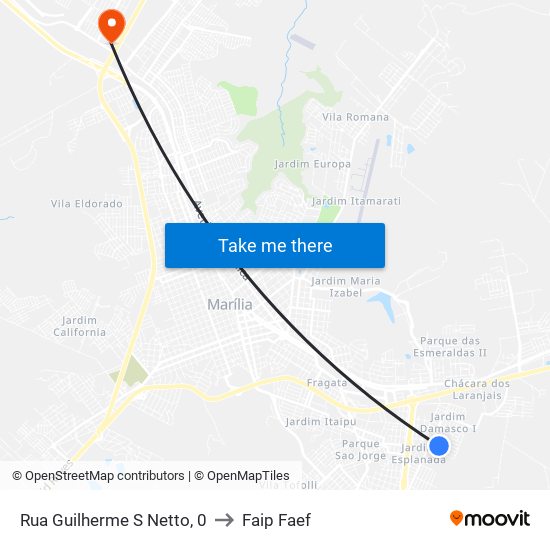 Rua Guilherme S Netto, 0 to Faip Faef map