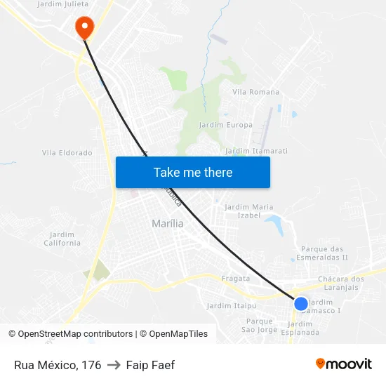Rua México, 176 to Faip Faef map