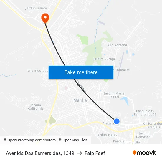 Avenida Das Esmeraldas, 1349 to Faip Faef map