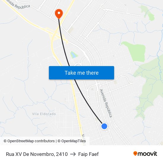Rua XV De Novembro, 2410 to Faip Faef map