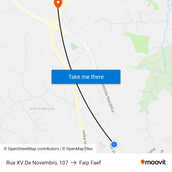 Rua XV De Novembro, 107 to Faip Faef map