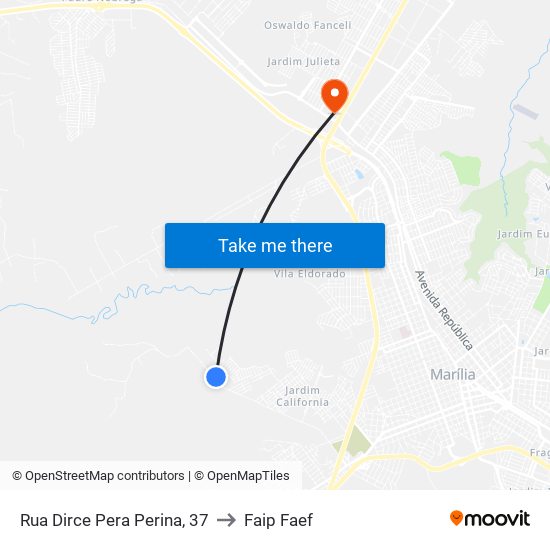 Rua Dirce Pera Perina, 37 to Faip Faef map