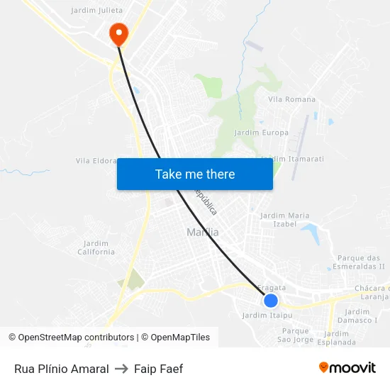 Rua Plínio Amaral to Faip Faef map