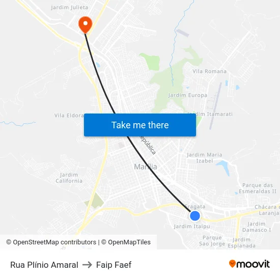 Rua Plínio Amaral to Faip Faef map